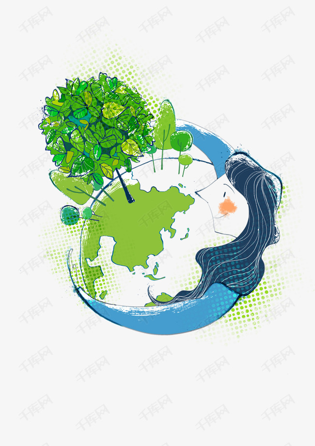 绿色地球的素材免抠保护环境绿色地球植树
