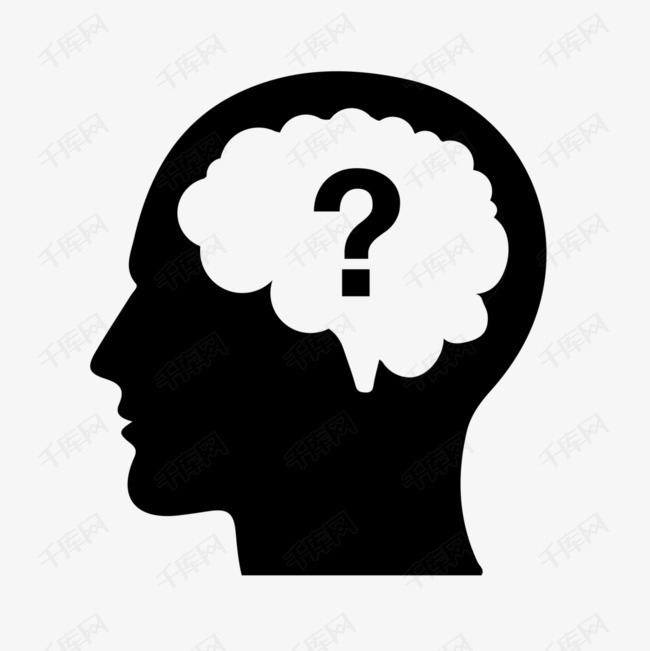 think 想象 黑色的素材免抠think想象头脑问号黑色