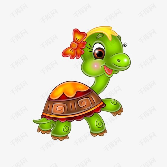 可爱的绿色小乌龟的素材免抠小乌龟绿色蝴蝶结卡通