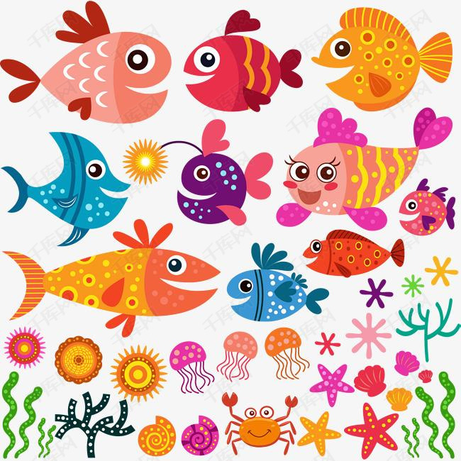 海洋生物鱼                                            幼儿绘画