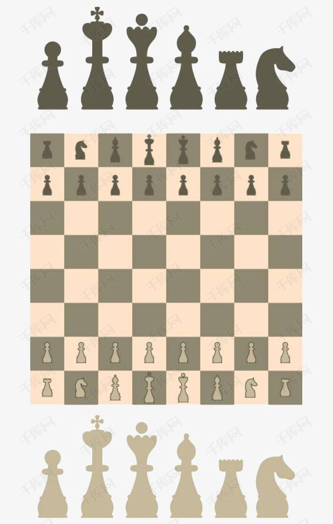 手绘国际象棋的素材免抠格子棋盘棋盘格棋子国际象棋手绘