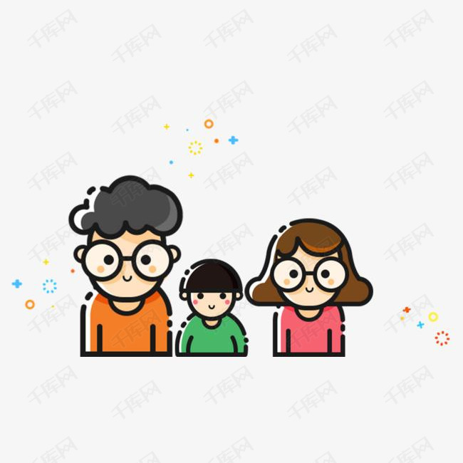卡通一家人的素材免抠卡通爸爸妈妈孩子png素材