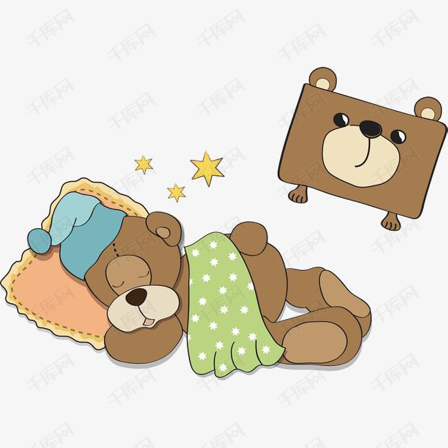 小熊睡觉卡通海报促销素材