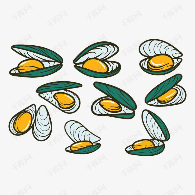 卡通手绘美食贝壳