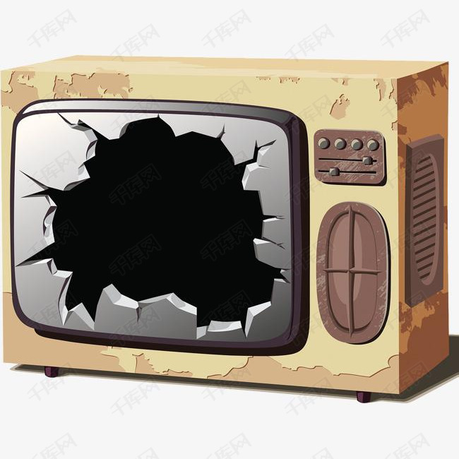 破旧电视机的素材免抠干裂电视机生锈破旧