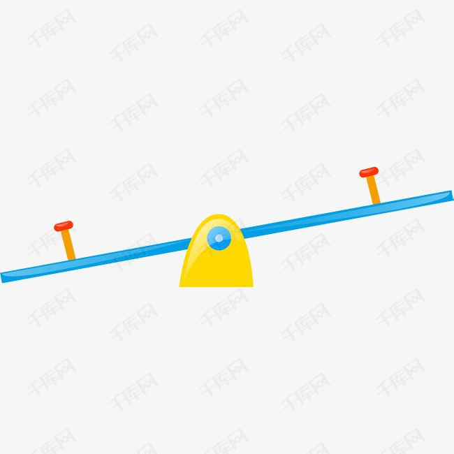 卡通手绘跷跷板的素材免抠跷跷板游乐园儿童乐园玩具卡通翘翘板