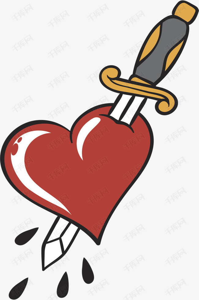 刀剑插入心脏的素材免抠矢量素材心脏插入心脏心在滴血