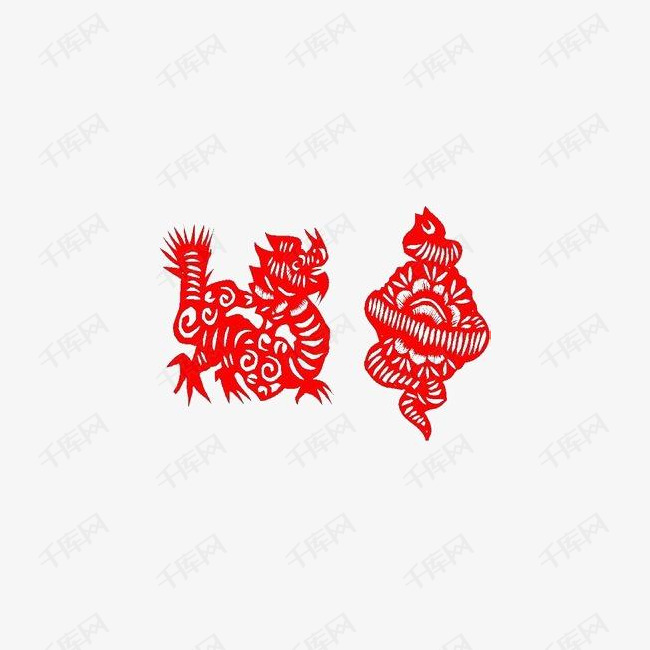 红色动物剪纸