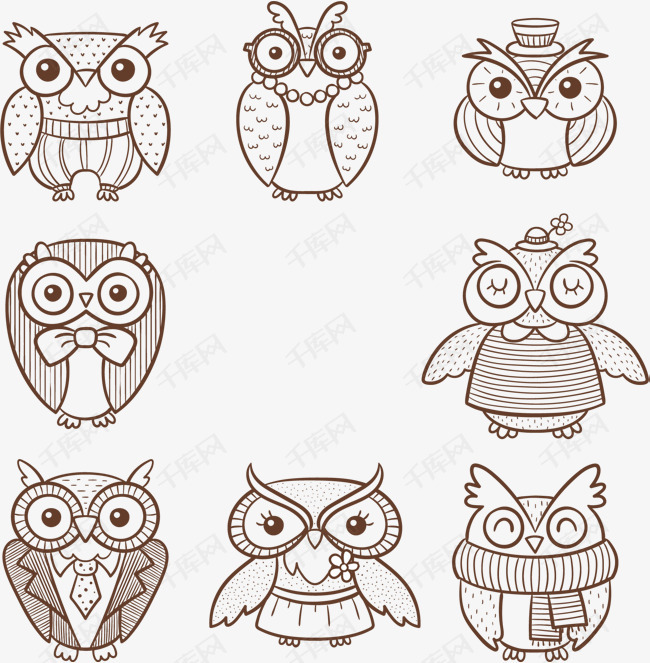 手绘儿童画猫头鹰