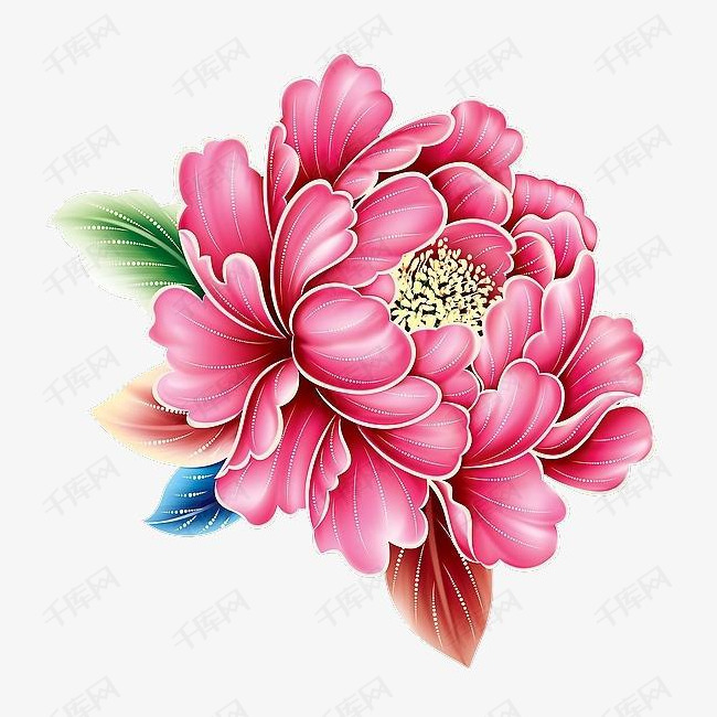 牡丹花装饰画的素材免抠装饰免扣素材花瓣花卉牡丹花骨朵