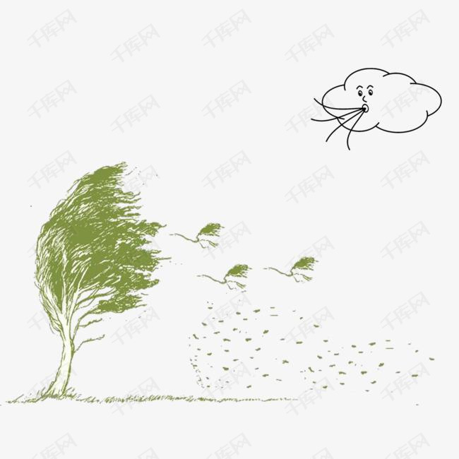 卡通风吹树叶