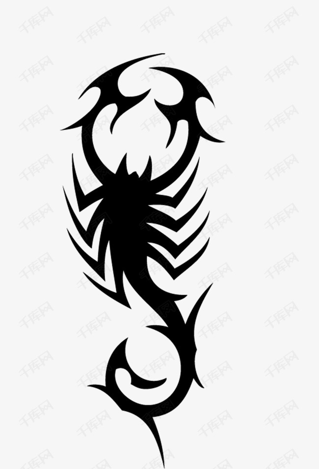 黑色动物纹身图案的素材免抠黑色动物纹身图案蝎子