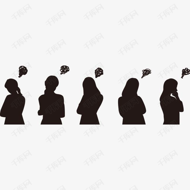 烦恼女人半身剪影矢量