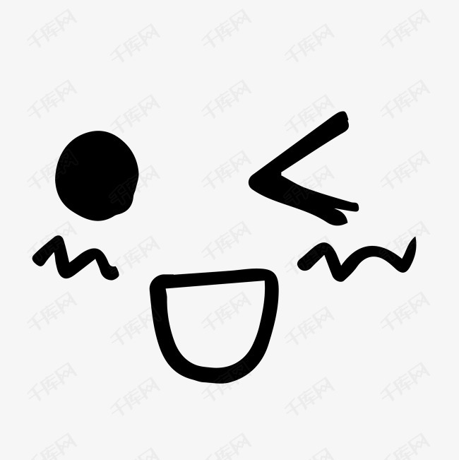 黑色线条的素材免抠黑线表情表情包黑色嘴巴眼睛