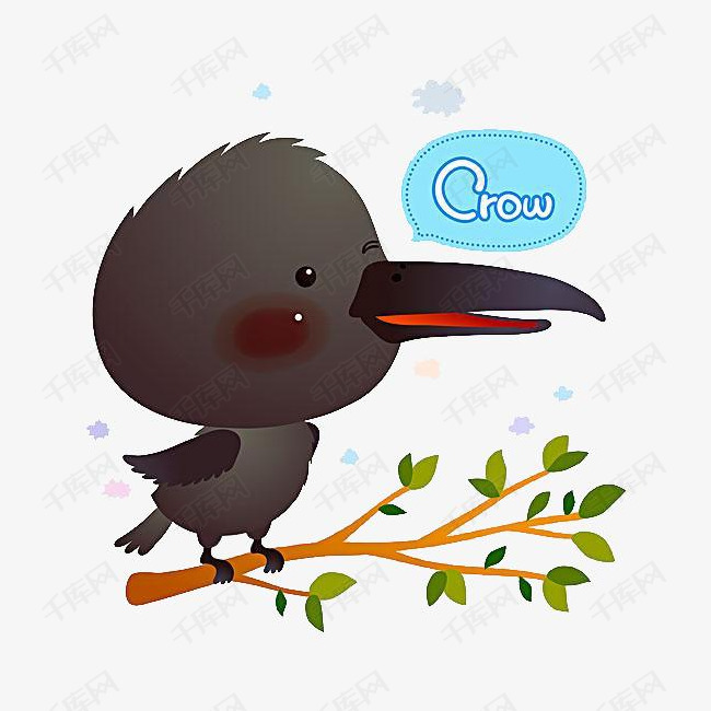 树枝上的乌鸦的素材免抠乌鸦树枝卡通装饰png装饰png图形