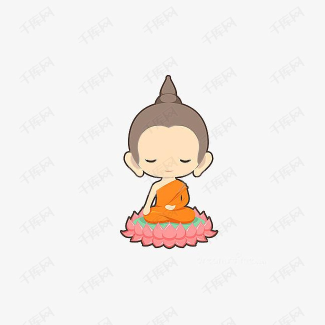 在莲座上打坐的小和尚