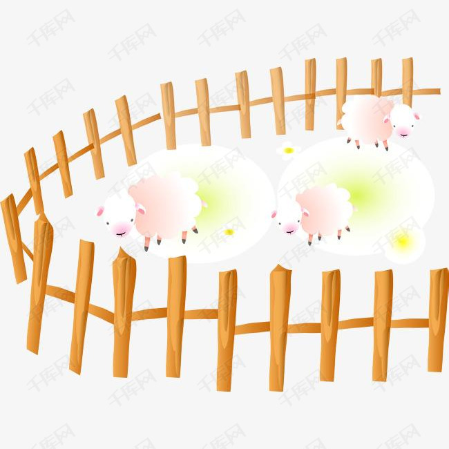 羊群栅栏插图矢量图素材图片免费下载_高清卡通手绘