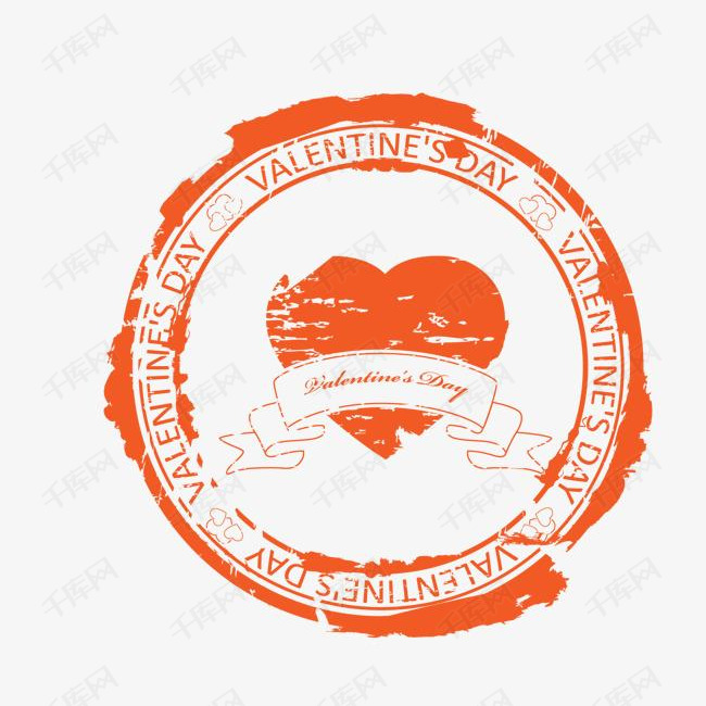 矢量心形盖章效果