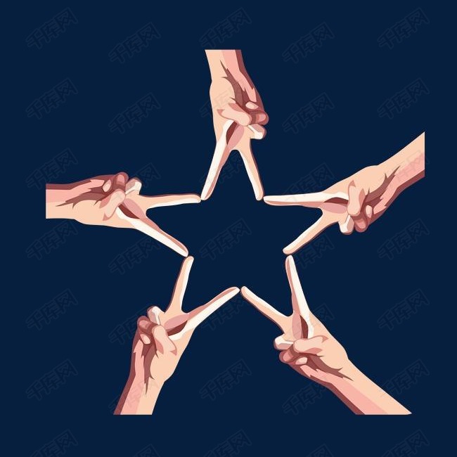 卡通手牵手共同祈福