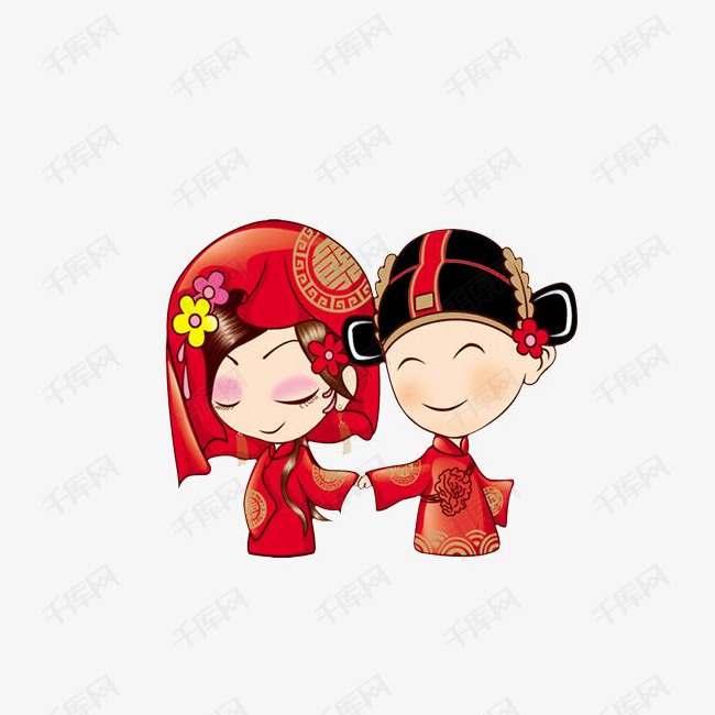 手绘新郎新娘
