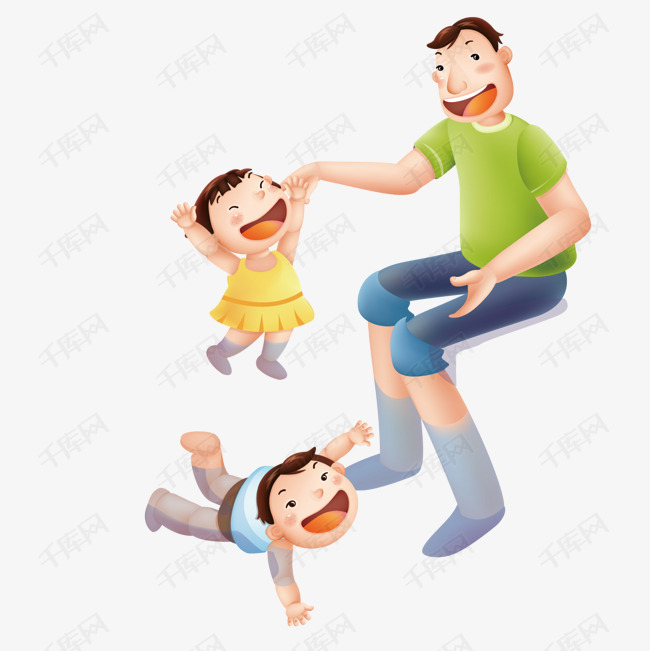 带小孩的父亲的素材免抠矢量小孩父亲趴着玩耍
