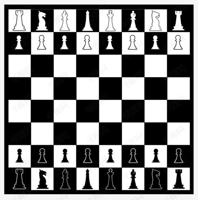 黑白国际象棋盘的素材免抠格子棋盘棋盘格棋子国际象棋黑白格