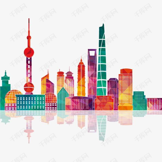 炫彩上海城市建筑剪影