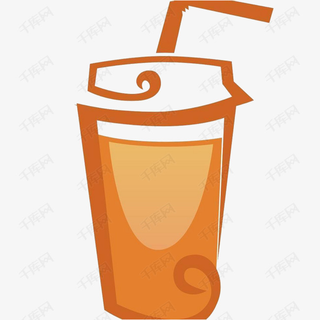 千库网提供时尚简约大方手绘奶茶杯矢量