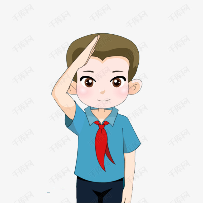 蓝衣服小孩的素材免抠蓝色小孩敬礼帅囧