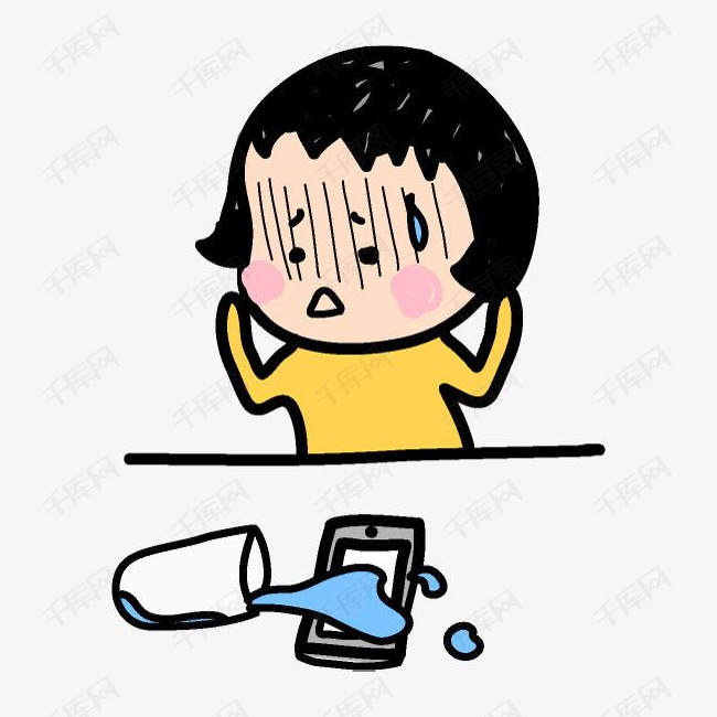 可爱卡通手机进水小女孩