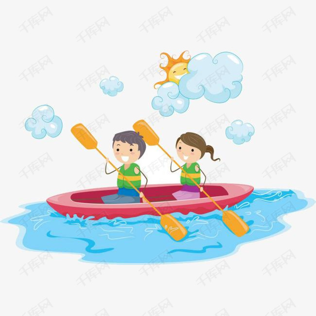 孩子们划船素材图片免费下载_高清卡通手绘png_千库网