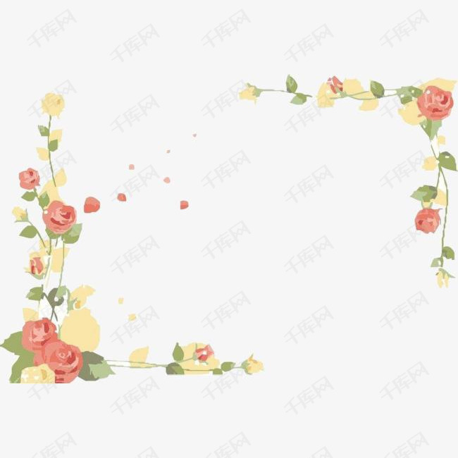 玫瑰花边框的素材免抠