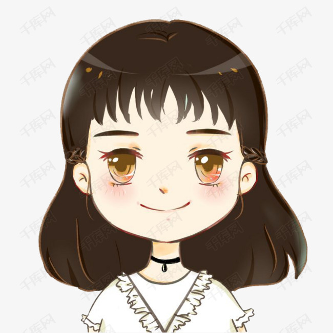 长头发大眼睛女孩的素材免抠卡通人物手绘插画女孩