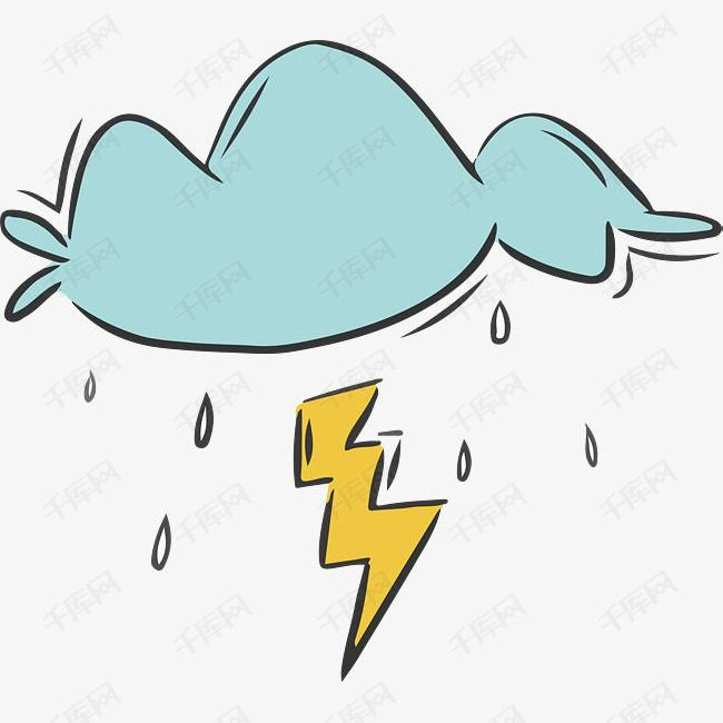 手绘打雷下雨