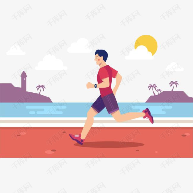 跑步的男人的素材免抠晨跑运动海边跑步跑步的人健身跑步矢量素材