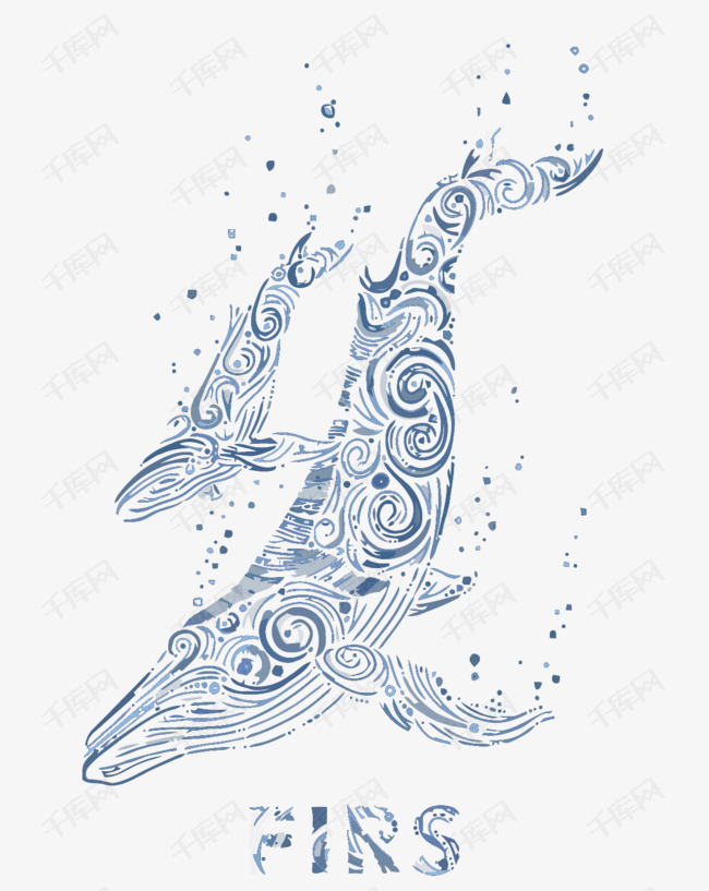 鲸鱼矢量的素材免抠矢量鲸鱼大海海浪蓝色卡通手绘