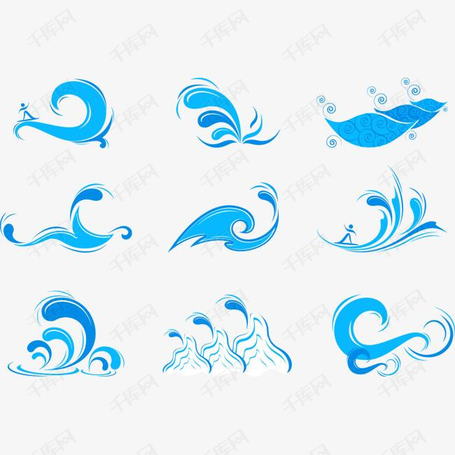矢量波浪的素材免抠波浪浪涛免费矢量下载海浪插画