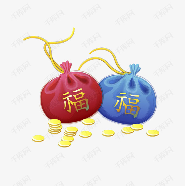 卡通两个福袋免抠图