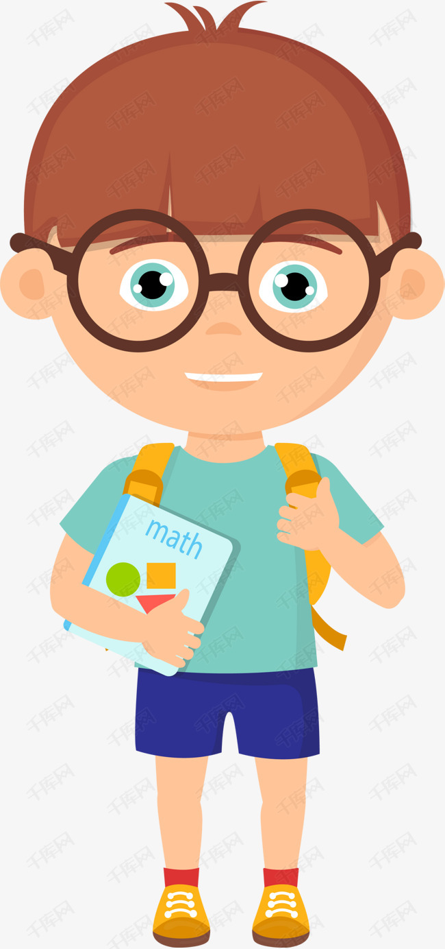 背着书包的可爱小男孩的素材免抠背着书包呆萌小男孩开学季上学学习