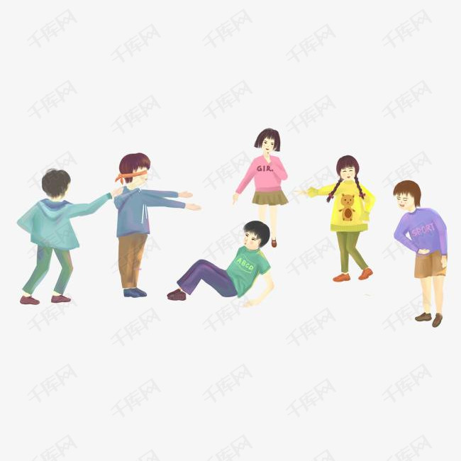 手绘可爱人物插画六一儿童节玩游戏的小朋友