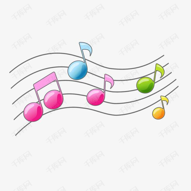 彩色音乐音符的素材免抠卡通彩色音乐音符矢量