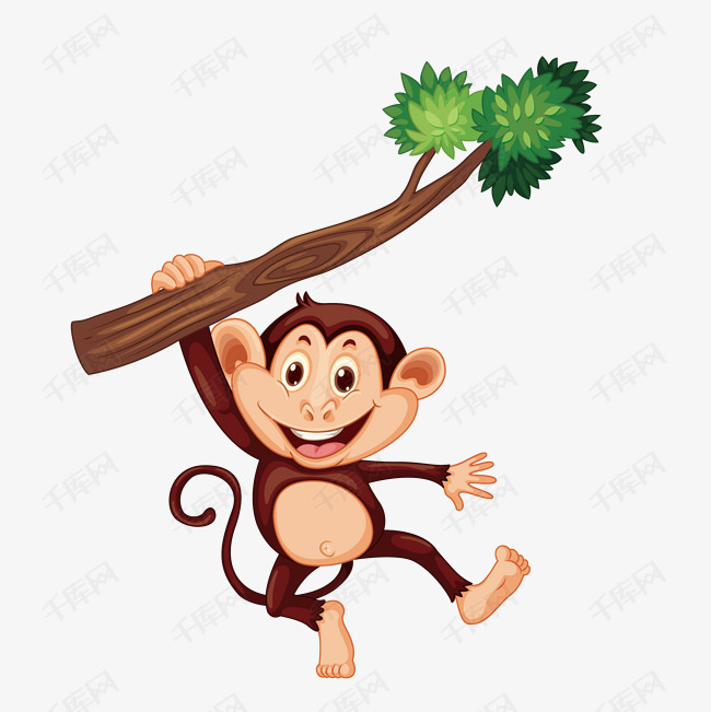 挂在树上的猴子矢量素材