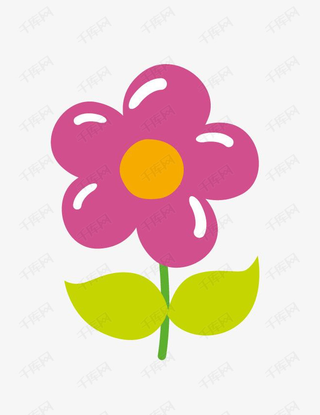 卡通手绘美丽的花朵的素材免抠卡通手绘创意粉色美丽的花朵绿叶动漫