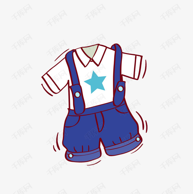 卡通蓝色衣服免抠图的素材免抠衣服卡通蓝色的插图可爱的婴儿衣服