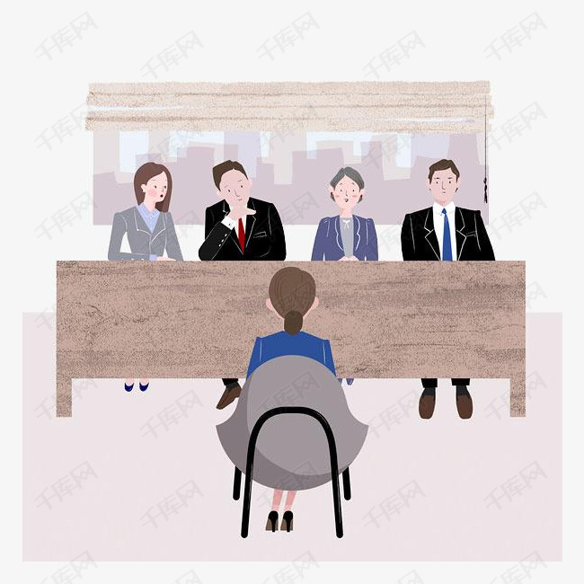 手绘公司面试女子的素材免抠公司门口公司商务经济企业应聘者