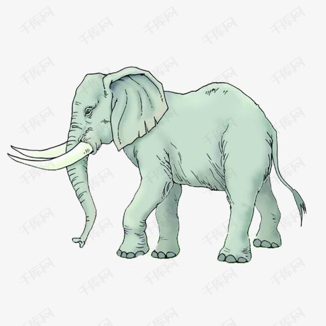 一头大象的素材免抠大象手绘卡通可爱庞大耳朵