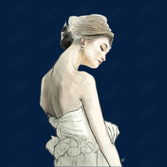素描女生婚纱_素描头像女生(3)