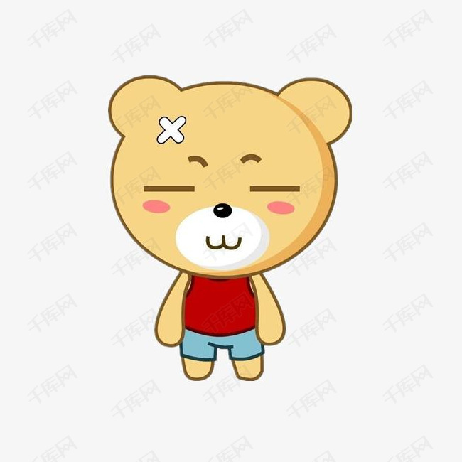 受伤的熊的素材免抠红色手绘卡通棕色可爱