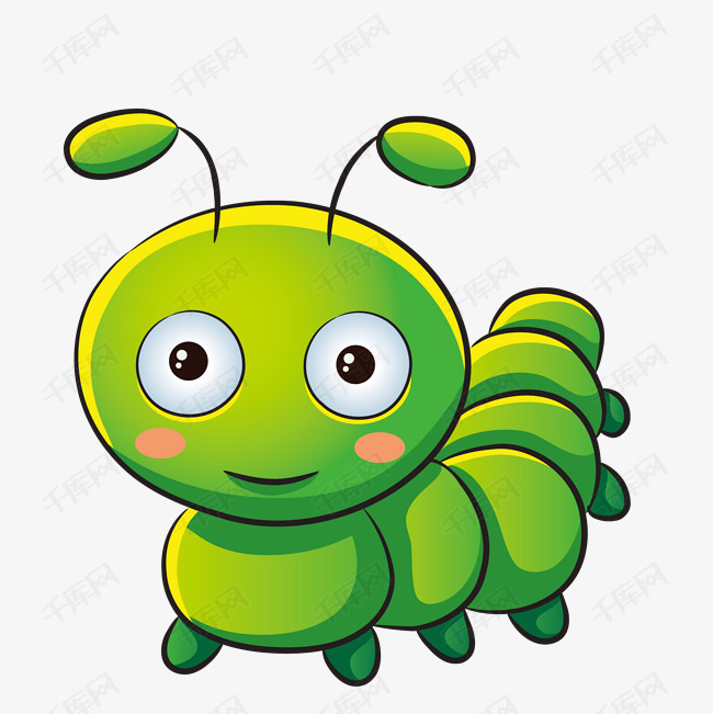 卡通版绿色的小虫子的素材免抠小虫子卡通虫子绿色装饰图免抠图装饰画