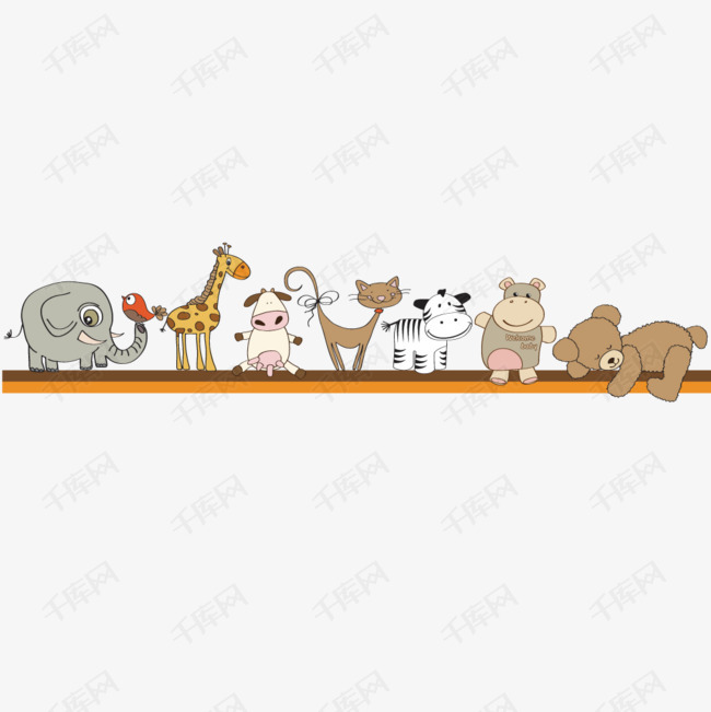 矢量一排玩具的素材免抠动物玩具大象摆设卡通可爱卡通图片创意卡通